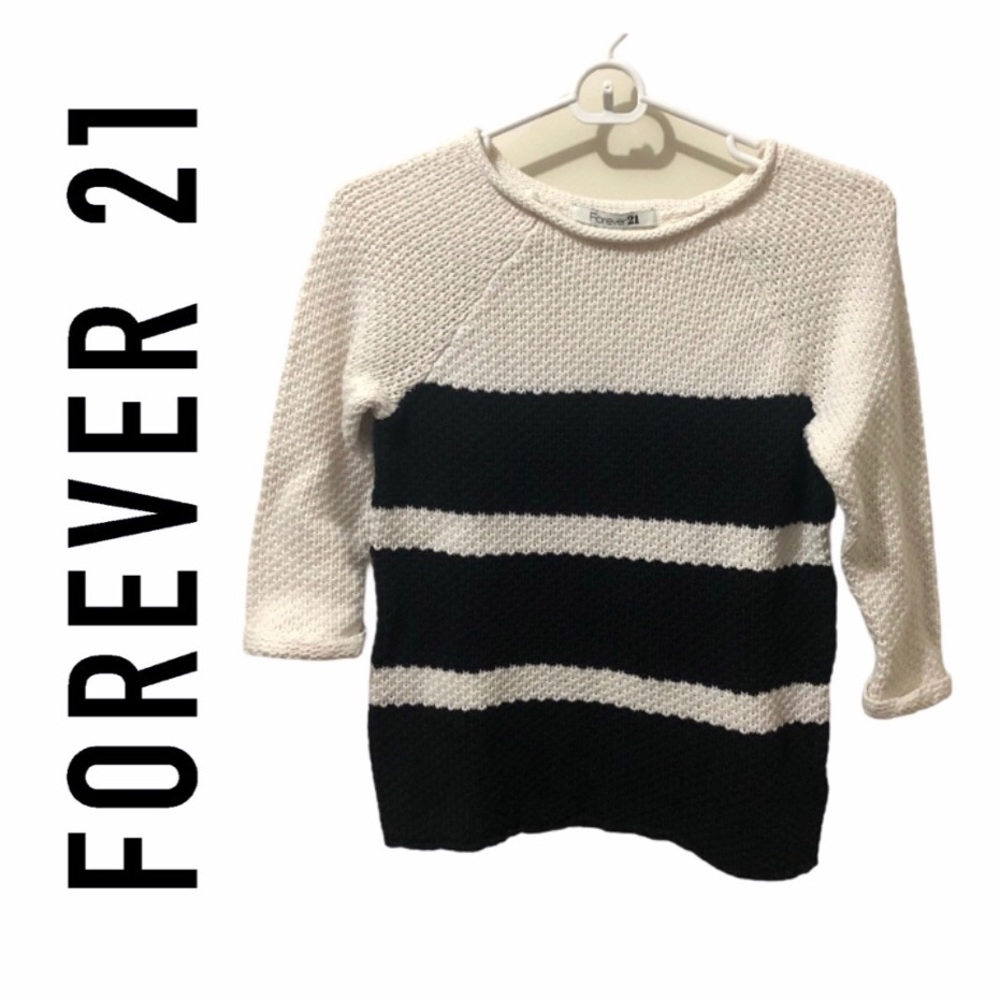 F21 Knitted/Crocheted Striped Sweater - Picture 1 of 8